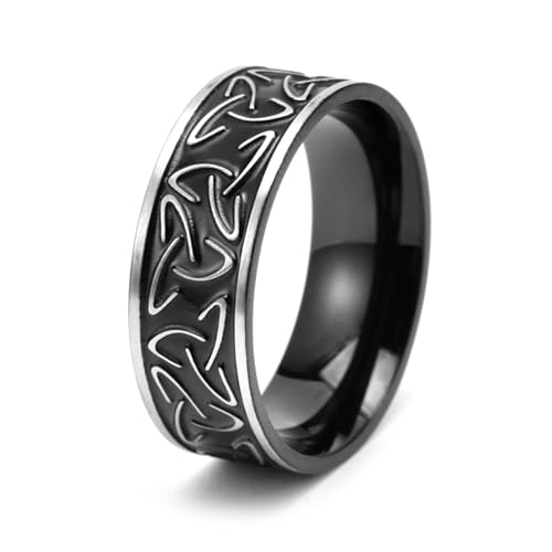 Skcess Herren Ringe Titan, Ring Herren Schwarz Dreieckiger Knotenring Ringe für Herren Männer Größe 65 (20.7) von Skcess