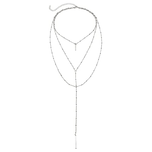 Skcess Kette Silber Damen, Snake Kette Silber Metalllegierung Mehrschichtige Kette Geburtstagsgeschenk Frauen Halskette Skcess Kette Silber Damen, Snake Kette Silber Metalllegierung Mehrschichtige Kette Geburtstagsgeschenk Frauen Halskette von Skcess