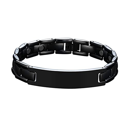 Skcess Männer Armband Schwarz，Armreifen Titan Armband Herren 21.5cm von Skcess