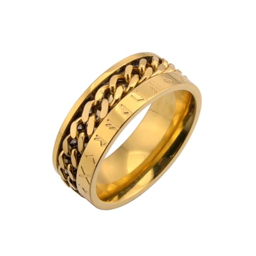 Skcess Männer Ringe Titan, Ring Men Gold Drehbar Ringe für Herren Männer Größe 54 (17.2) von Skcess