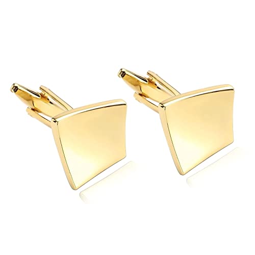 Skcess Manschettenknöpfe Gold, Manschettenknöpfe Herren Quadrat Hemd-Manschettenknöpfe Rostfreier Stahl Geschenke für Herren Und Damen von Skcess
