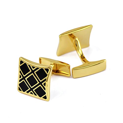 Skcess Manschettenknöpfe Gold, Manschettenknöpfe Herren Quadratisches Gitter Manschettenknöpfe Kupfer Geschenke für Herren Und Damen von Skcess