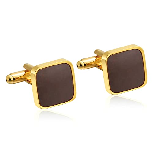 Skcess Manschettenknöpfe Herren Braun, Manschettenknöpfe Herren Quadratische Form Manschettenknöpfe Rostfreier Stahl Geschenke für Herren Und Damen von Skcess