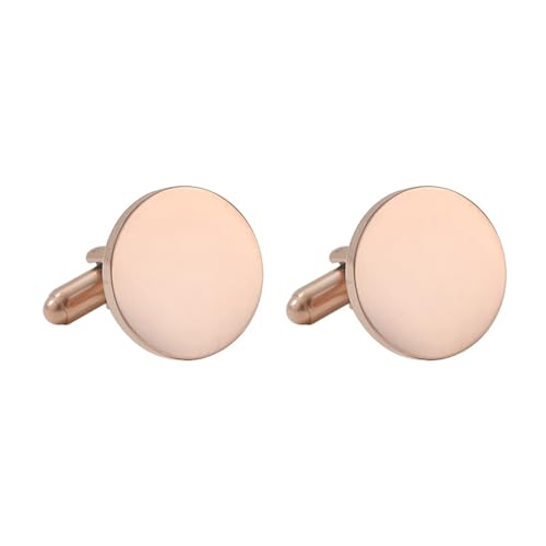 Skcess Manschettenknöpfe Herren Roségold, Manschettenknöpfe Für Herren Rund Schlicht Titan Manschettenknöpfe Herren 1.8X1.8 cm von Skcess