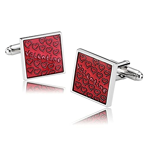 Skcess Manschettenknöpfe Herren Rot, Manschettenknöpfe Herren Quadrat Hemd-Manschettenknöpfe Rostfreier Stahl Geschenke für Herren Und Damen von Skcess