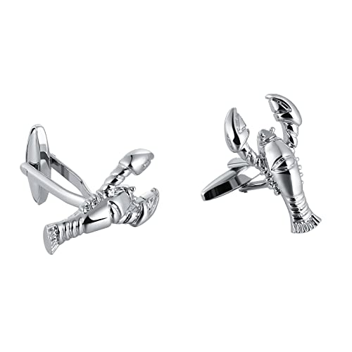 Skcess Manschettenknöpfe Herren Silber, Manschettenknöpfe Herren Hummer Hemd-Manschettenknöpfe Rostfreier Stahl Geschenke für Herren Und Damen von Skcess