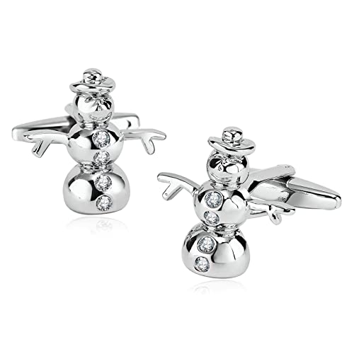 Skcess Manschettenknöpfe Herren Silber, Manschettenknöpfe Herren Schneemann Hemd-Manschettenknöpfe Rostfreier Stahl Geschenke für Herren Und Damen von Skcess