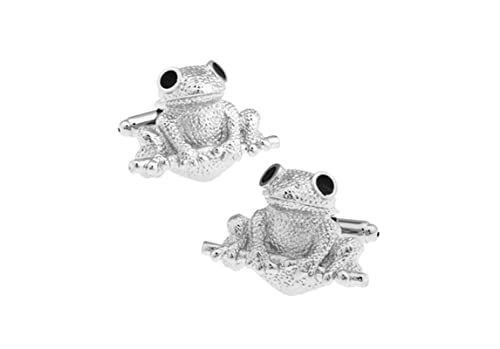 Skcess Manschettenknöpfe Hochzeit Silber Schwarz, Manschettenknöpfe Herren Frosch Manschettenknöpfe Messing Geschenke für Herren Und Damen von Skcess