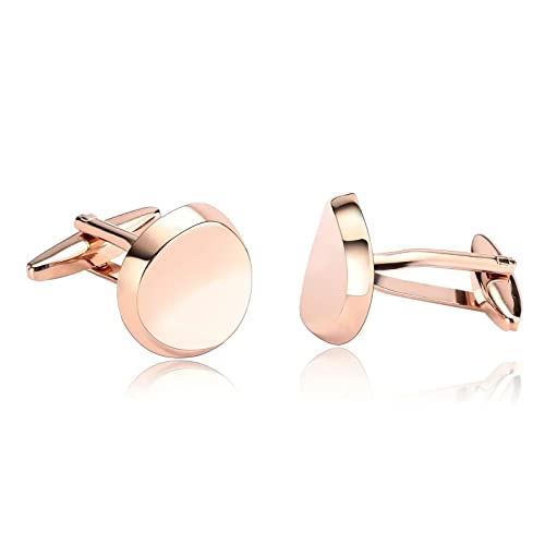 Skcess Manschettenknöpfe Roségold, Manschettenknöpfe Herren Runden Hemd-Manschettenknöpfe Rostfreier Stahl Geschenke für Herren Und Damen von Skcess
