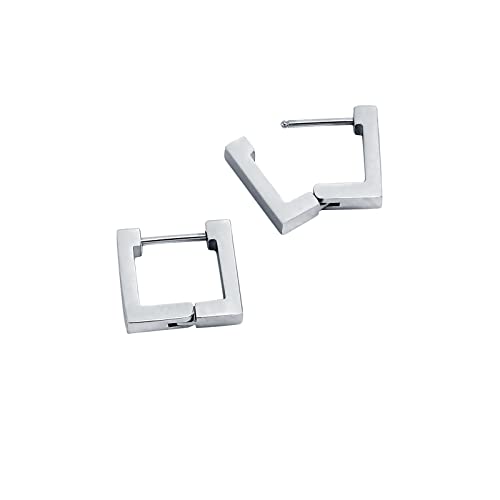 Skcess Mode Ohrringe Damen Silber, Ohrstecker Titan Stahl Geometrie Quadratische Ohrstecker Kein Edelstein Kleines Geschenk Für Frauen von Skcess