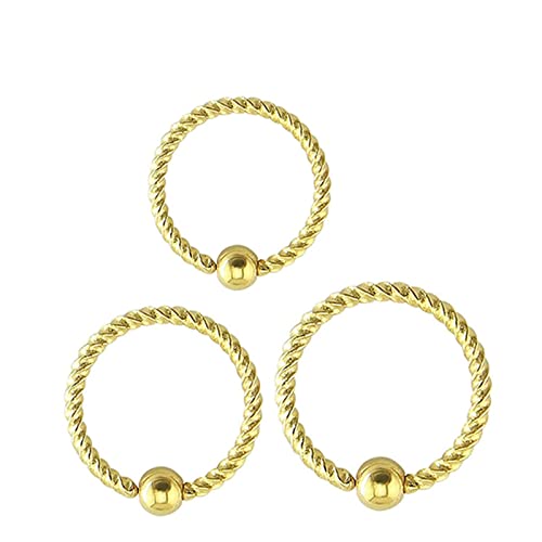 Skcess Nasenpiercing Set Chirurgenstahl, Nasenring Hoop mit Gold Einfache Runde Kugel 3Pcs Piercingschmuck Geschenk für Frauen Männer von Skcess