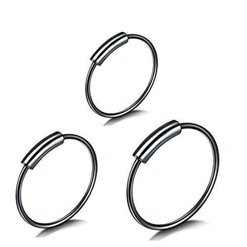 Skcess Nasenpiercing Set Chirurgenstahl, Nasenring Hoop mit Schwarz Einfache Runde Kugel 3Pcs Piercingschmuck Geschenk für Frauen Männer von Skcess