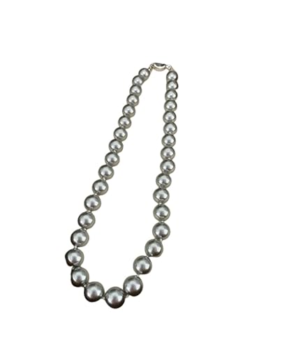 Skcess Necklace Women, Versilbert Damen Kette Grau – 8 mm Perle Grau Perlenketten 40cm von Skcess