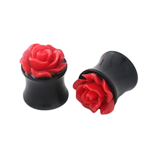 Skcess Ohr Tunnel Plug, Tunnel 16mm Mann Rot 2Pcs Acryl mit Roter Rose Ohr Tunnel 16x16mm Skcess Ohr Tunnel Plug, Tunnel 16mm Mann Rot 2Pcs Acryl mit Roter Rose Ohr Tunnel 16x16mm von Skcess