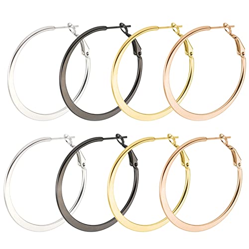 Skcess Ohrringe Mädchen Mehrfarbig, Creolen Titan Stahl Runder Abgeflachter Großer Kreis Ohrring Damen von Skcess