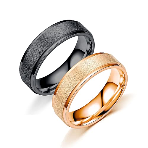 Skcess Pärchen Ringe Edelstahl, Matching Rings Roségold & Schwarz Abgestufte Kanten mit Mattem Band Damenring Ringe Männer Geschenk für Paare Skcess Pärchen Ringe Edelstahl, Matching Rings Roségold & Schwarz Abgestufte Kanten mit Mattem Band Damenring Ringe Männer Geschenk für Paare von Skcess