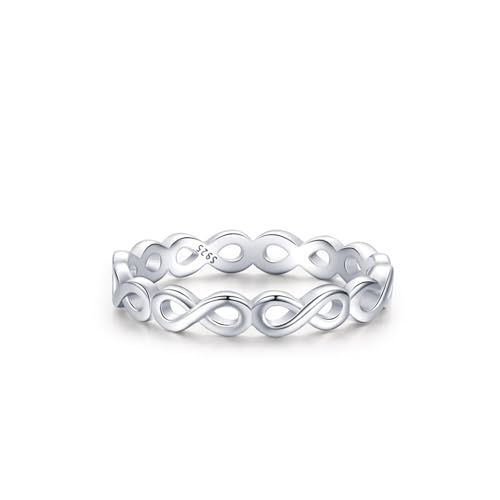 Skcess Ring Damen 925 Sterlingsilber, Ring Mädchen Ohne Edelstein Hohles Unendlichkeitszeichen Größe 57 (18.1) von Skcess