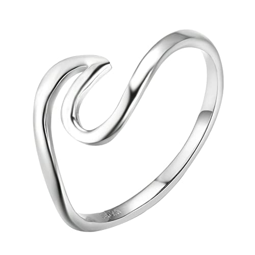 Skcess Ring Damen Silber 925, Zarter Ring Silber Wellen Verlobungsringe Größe 57 (18.1) von Skcess
