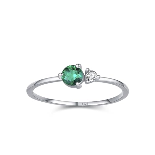 Skcess Ring Frauen 925 Sterlingsilber, Damen Ring Grün Zirkonia Ring Kleiner Grüner Zirkon Größe 52 (16.6) von Skcess