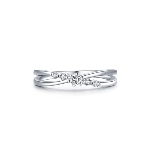 Skcess Ring Frauen 925 Sterlingsilber, Damen Ring Weiß Zirkonia Ring Kreuz mit Zirkon Größe 52 (16.6) von Skcess