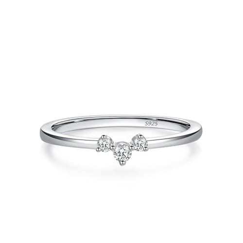 Skcess Ring Frauen 925 Sterlingsilber, Damen Ring Weiß Zirkonia Ring Stapelring mit Zirkon Größe 54 (17.2) von Skcess