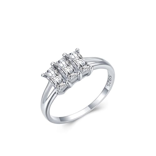 Skcess Ring Mädchen 925 Sterlingsilber, Damen Ring Weiß Zirkonia Ring Eleganter Stil mit Zirkon Größe 60 (19.1) von Skcess
