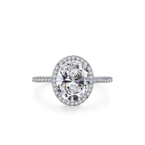 Skcess Ring Mädchen 925 Sterlingsilber, Damen Ringe Weiß Zirkonia Ring Halo mit Ovalem Zirkon Größe 60 (19.1) von Skcess