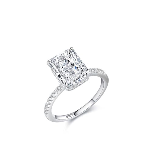 Skcess Ring Mädchen 925 Sterlingsilber, Damenring Weiß Zirkonia Ring Eternity-Ring mit Rechteckigem Solitär Größe 49 (15.6) von Skcess