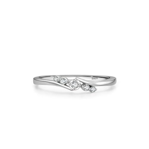 Skcess Ring Mädchen 925 Sterlingsilber, Fingerring Damen Weiß Zirkonia Ring Verflochtene Linien mit Zirkon Größe 57 (18.1) von Skcess