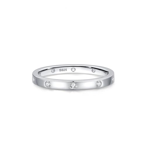 Skcess Ring Mädchen 925 Sterlingsilber, Verlobungsring Damen Weiß Zirkonia Ring Eleganter Stil mit Kleiner Zirkon-Clusterfassung Größe 54 (17.2) von Skcess