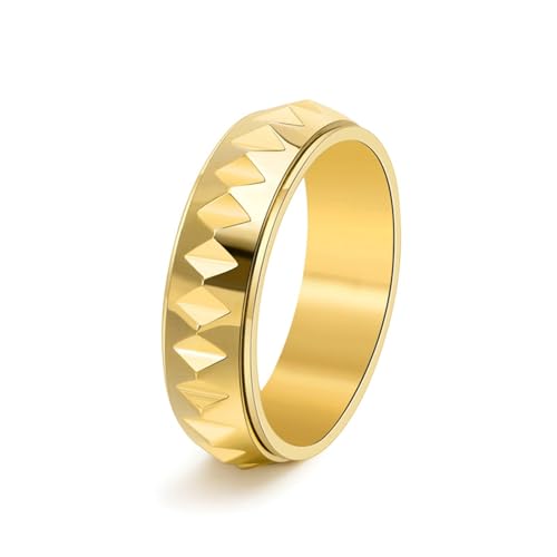 Skcess Ring Männer Titan, Männer Ring Gold Dreiecksform Drehbar Ringe für Herren Männer Größe 65 (20.7) von Skcess