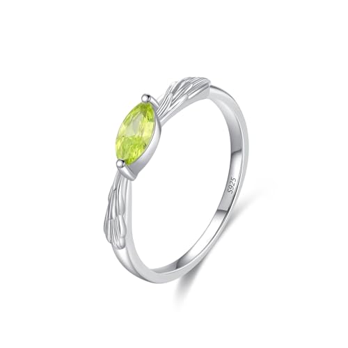 Skcess Ringe Damen 925 Sterlingsilber, Fidget Ring Damen Hellgrün Zirkonia Ring Blattform Größe 49 (15.6) von Skcess