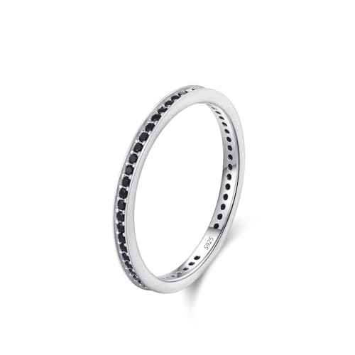Skcess Ringe Damen 925 Sterlingsilber, Fidget Ring Damen Schwarz Zirkonia Ring Cooler Eternity-Stil Größe 60 (19.1) von Skcess