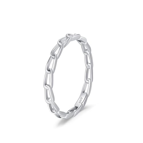 Skcess Ringe Damen 925 Sterlingsilber, Ring Frauen Ohne Edelstein Geometrisches Hohlketten-Design Größe 60 (19.1) von Skcess