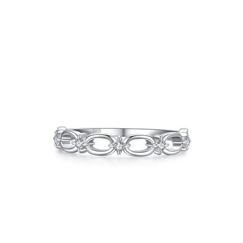 Skcess Ringe Damen 925 Sterlingsilber, Ring Mädchen Weiß Zirkonia Ring Hohlkettenring Größe 52 (16.6) von Skcess