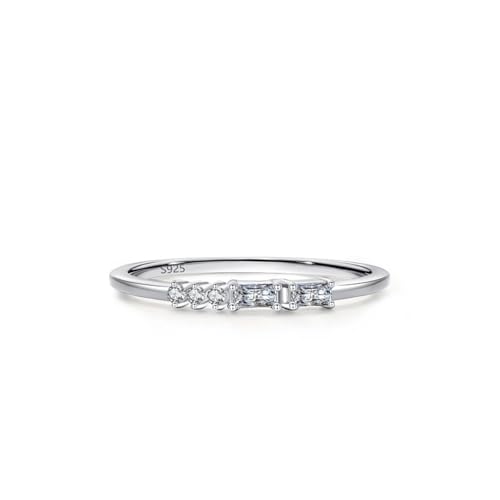 Skcess Ringe Frauen 925 Sterlingsilber, Damen Ring Weiß Zirkonia Ring Linien-Stil mit Zirkonia Größe 60 (19.1) von Skcess