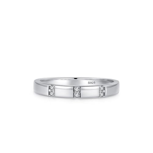 Skcess Ringe Frauen 925 Sterlingsilber, Damen Ringe Weiß Zirkonia Ring Schlichter Mikropflasterring Größe 57 (18.1) von Skcess