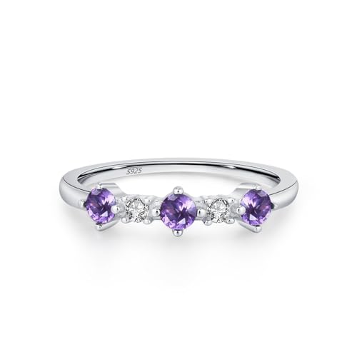 Skcess Ringe Frauen 925 Sterlingsilber, Ring Mädchen Weiß Lila Zirkonia Ring Eleganter Stil mit Zirkon Größe 54 (17.2) von Skcess