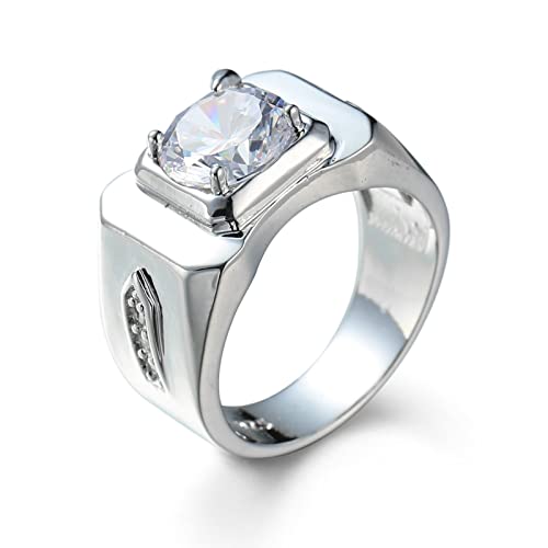 Skcess Ringe Herren Versilbert, Männer Ringe Silber Einfach Zirkonia Verlobungsringe Größe 70 (22.3) von Skcess