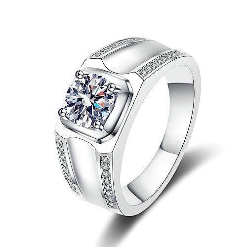 Skcess Ringe Männer, 4 Zinken Ringe Männer Weiß Moissanite Ring 1ct Trauring Ehering Verlobung Hochzeit Geschenk Größe 62 (19.7) von Skcess