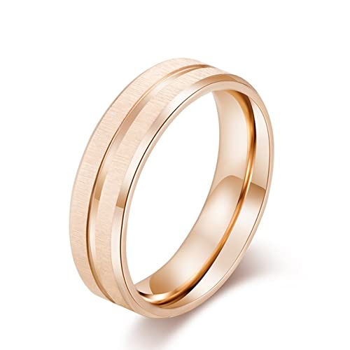 Skcess Ringe Männer Roségold, Ring für Männer Edelstahl Rille Ringe Herren Geschenke für Männer Größe 65 (20.7) von Skcess