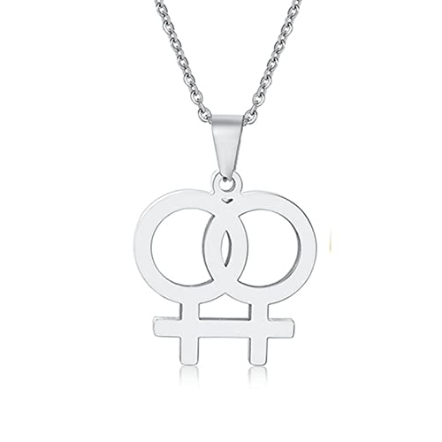 Skcess Schmuck für Frauen, Damen Kette Silber Lesbisches Symbol Edelstahl Kette Frauen anhänger Halskette Geschenk Ideen für Frau von Skcess