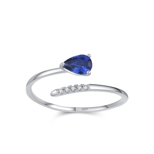 Skcess Verlobungsring Damen 925 Sterlingsilber, Damenring Blau Zirkonia Ring Versetztes Öffnungsdesign mit Zirkon Größe 60 (19.1) von Skcess