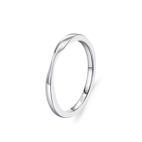 Skcess Verlobungsring Damen 925 Sterlingsilber, Fidget Ring Damen Ohne Edelstein Möbius-Ring Größe 52 (16.6) von Skcess