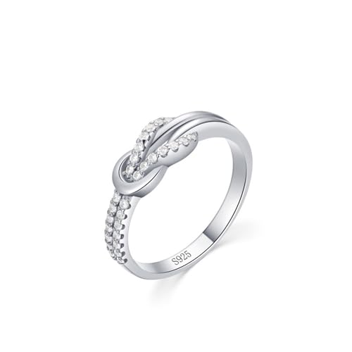 Skcess Verlobungsring Damen 925 Sterlingsilber, Ring Damen Weiß Zirkonia Ring Schmaler Herzring mit Zirkon Größe 54 (17.2) von Skcess