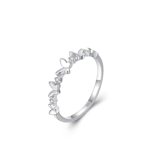 Skcess Verlobungsring Damen 925 Sterlingsilber, Ring Damen Weiß Zirkonia Ring Schmetterling Größe 54 (17.2) von Skcess