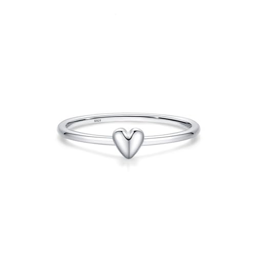 Skcess Verlobungsring Damen 925 Sterlingsilber, Verlobungsring Damen Ohne Edelstein Glatter Ring mit Herz Größe 57 (18.1) von Skcess