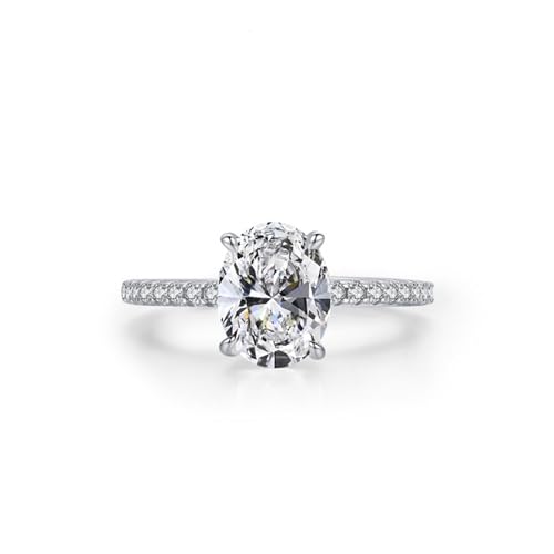 Skcess Verlobungsring Damen 925 Sterlingsilber, Verlobungsring Damen Weiß Zirkonia Ring Ewigkeit mit Ovalem Solitär mit Vier Krappen Größe 57 (18.1) von Skcess