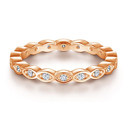 Skcess Verlobungsring Damen Sterlingsilber, Engagement Ring Roségold Runden Zirkonia Verlobungsringe Größe 62 (19.7) von Skcess