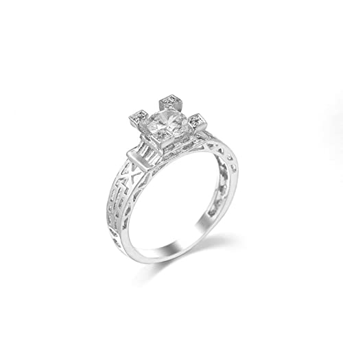 Skcess Verlobungsring Versilbert, Trauringe Silber Eiffelturm Zirkonia Verlobungsringe Größe 60 (19.1) von Skcess